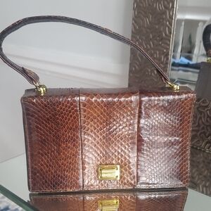 Sterling 50s Vintage Genuine Cobra Snakeskin Satchel Bag